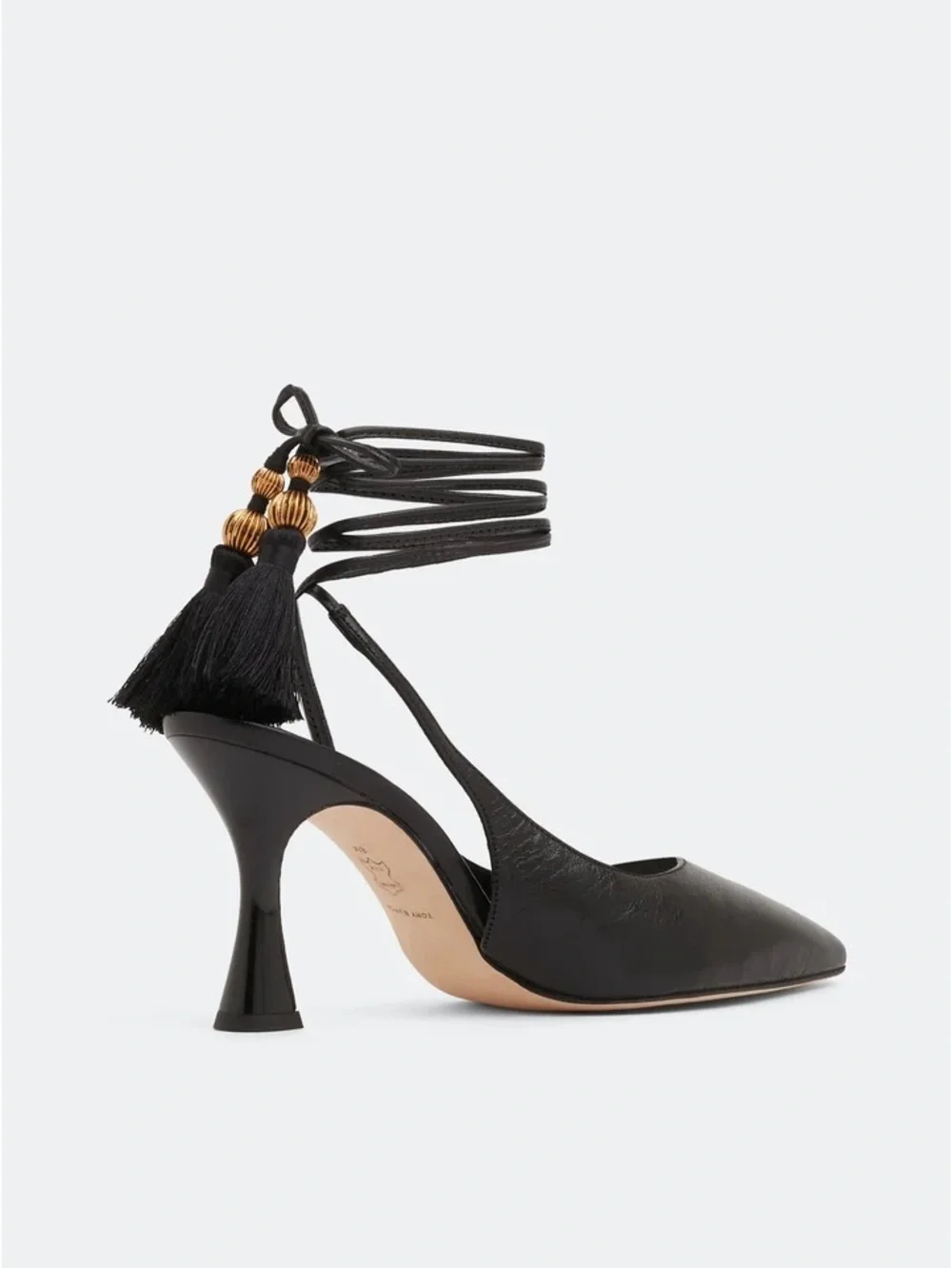 TORY BURCH Black Leather Capri Wrap Pumps Heels Shoes NIB Size 7M Ret. $440